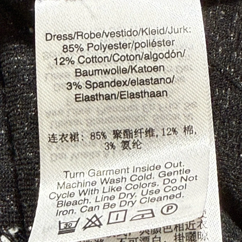 DKNY Black &‎ White Tweed Fit & Flare Knit Dress V-Neck Short Sleeve 10 Cocktail